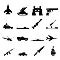 Conjunto de iconos simples de 16 armas vector