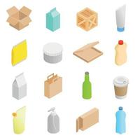 Packaging isometric 3d icons set vector