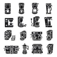 conjunto de iconos de cafetera, estilo simple vector