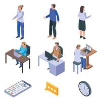 Call center employees icons set, isometric style vector