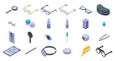 Optician icons set, isometric style vector