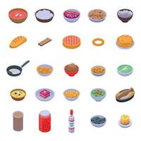 Russian cuisine icons set, isometric style vector