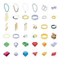 Jeweler icons set, isometric style vector