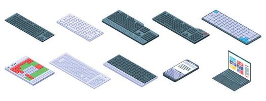 Keyboard icons set, isometric style vector