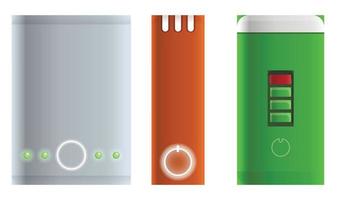 Power bank icons set, cartoon style vector