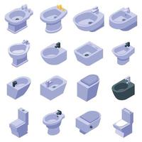 Bidet icons set, isometric style vector