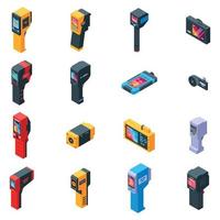 Thermal imager icons set, isometric style vector