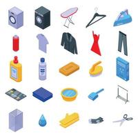 Dry cleaning icons set, isometric style vector