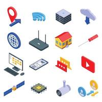 Remote access icons set, isometric style vector