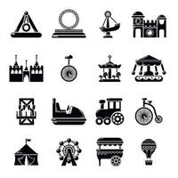 Amusement park icons set, simple style vector