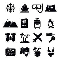 Travel summer icons set, simple style vector