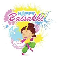 Happy baisakhi woman concept banner, cartoon style vector
