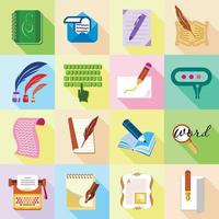 Write letter icons set, flat style vector