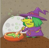 Halloween witch concept background, cartoon style vector