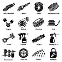 Car repair parts icons set, simple style vector