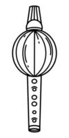 Icono de vector de flauta encantador de serpientes. instrumento musical de madera dibujado a mano. pífano indio aislado sobre fondo blanco. dispositivo tradicional para entrenar serpientes, folklore y melodías clásicas