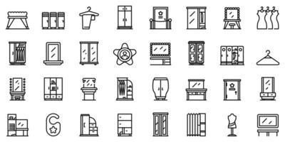 Dressing room icons set, outline style vector