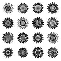 Sunflower blossom icons set, simple style vector