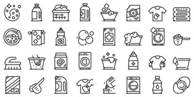 Softener icons set, outline style vector