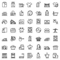 Dry cleaning icons set, outline style vector