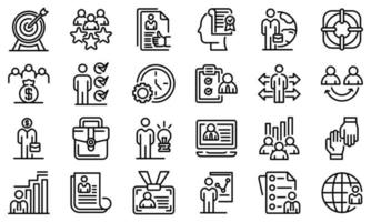 Outsource icons set, outline style vector