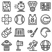 Hurling icons set, outline style vector