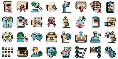 Quality assurance icons set vector flat