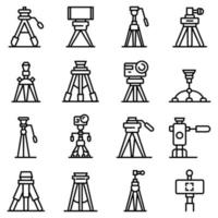 Tripod icons set, outline style vector