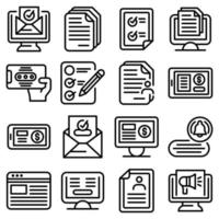 Subscription icons set, outline style vector