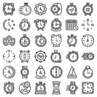 conjunto de iconos de cronómetro, estilo de esquema vector