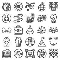 Adaptation icons set, outline style vector