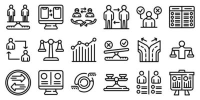 Comparison icons set, outline style vector