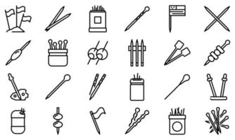 Toothpick icons set, outline style vector