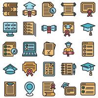 Final exam icons set vector flat