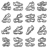 conjunto de iconos de botas de fútbol, estilo de esquema vector