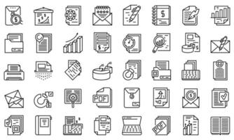 Report icons set, outline style vector