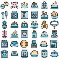 iconos de comida para perros establecer vector plano