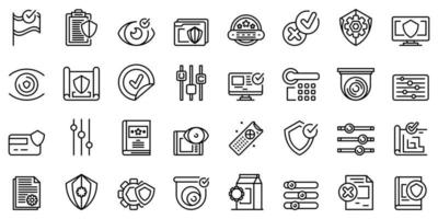 Control icons set, outline style vector