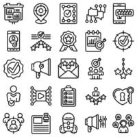 Credibility icons set, outline style vector