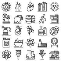 Canola icons set, outline style vector