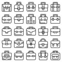 Briefcase icons set, outline style vector