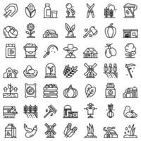 Eco farming icons set, outline style vector