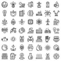 Eco innovation icons set, outline style vector