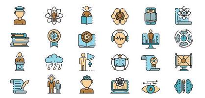 Interactive learning icons set vector flat