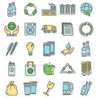 Recycles icon set, outline style vector