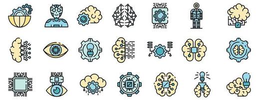 Artificial intelligence icons set vector flat