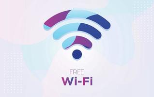 vector free wifi symbol with dynamic textured background in 3D style with blue and purple color, - Vector