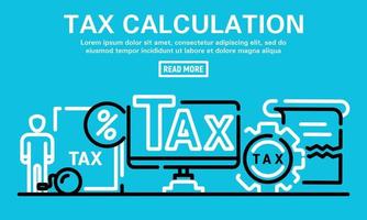 Tax calculation banner, outline style vector