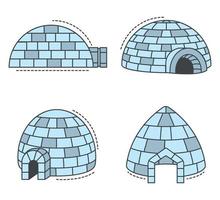 Igloo eskimo icon set, outline style vector