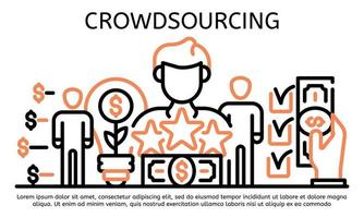 Crowdsourcing banner, outline style vector